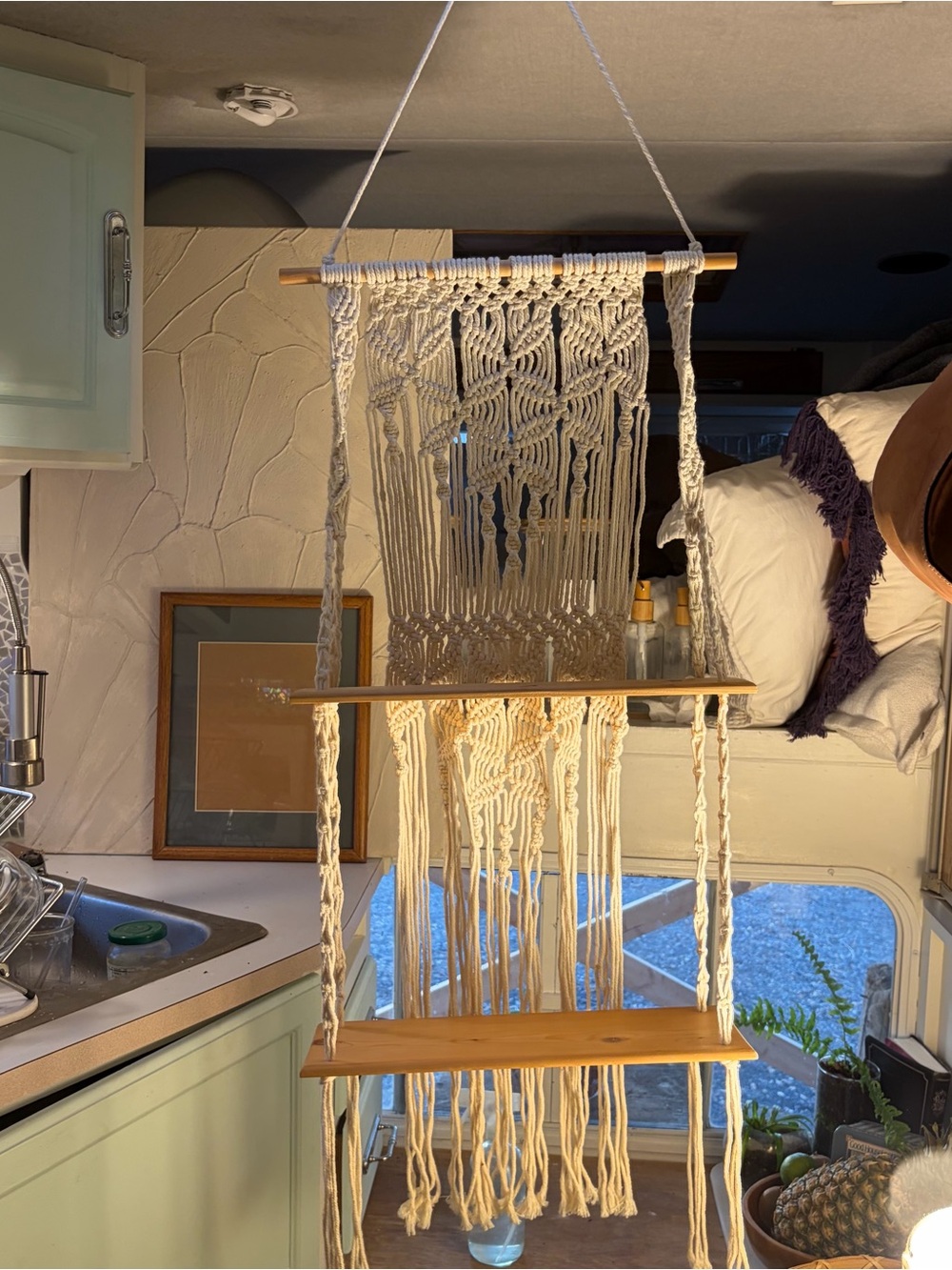 Handmade Macramé Hanging Shelf - Natural Cream